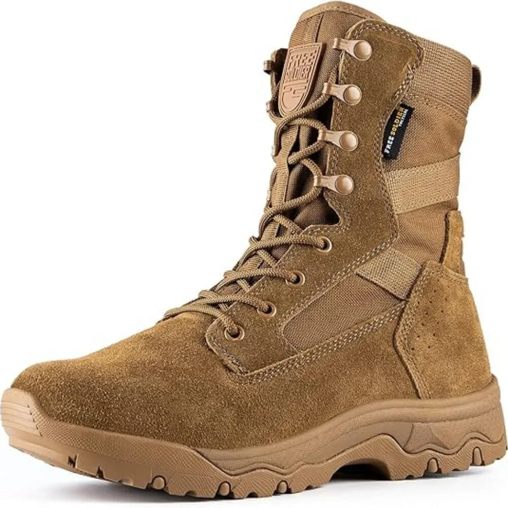⚡ Men's Bright Brown Combat Suede Leather Lightweight Military Work Desert Boot